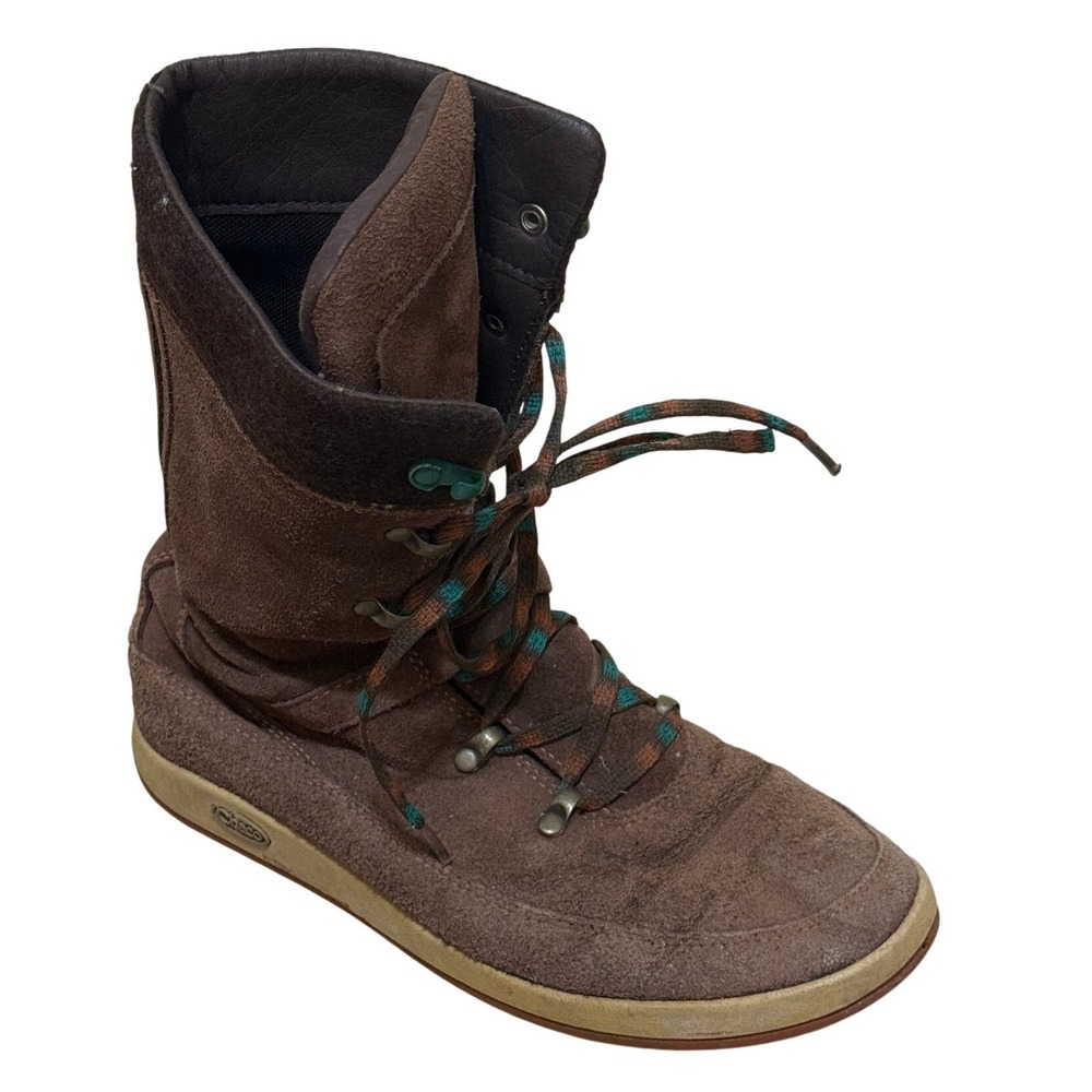 Chaco Women Boots 8 Chocolate‎ Brown Uma Mid Calf Suede Lace Up J150102 Gorpcore